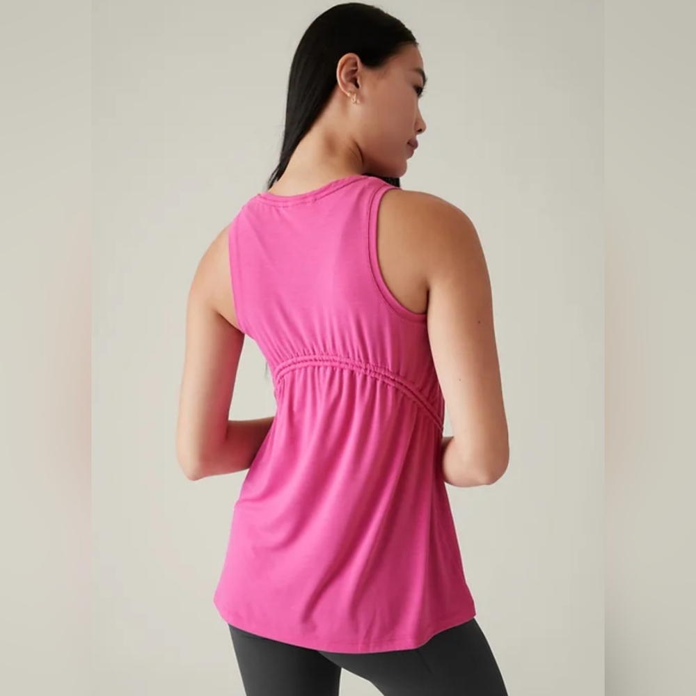 Athleta Air Out Cinch Tank Top Sz XS Salvia Pink Semi Fitted Long UPF 25+ Modal - Picture 5 of 16